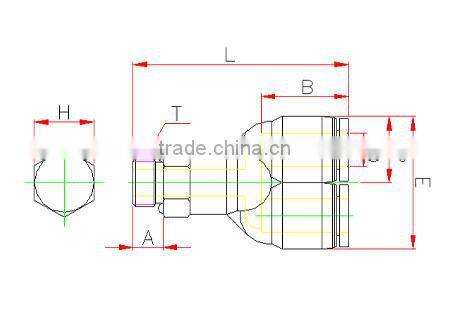 plastic tube fitting, male y ,compact one -touch tube fitting , push in tube fitting