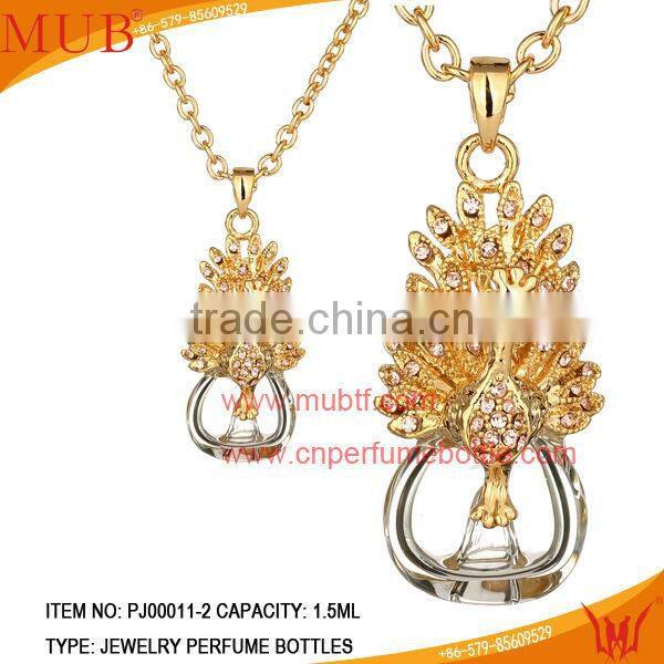 Peacock Shape Jewelry Pendant Glass Perfume bottle jewelry