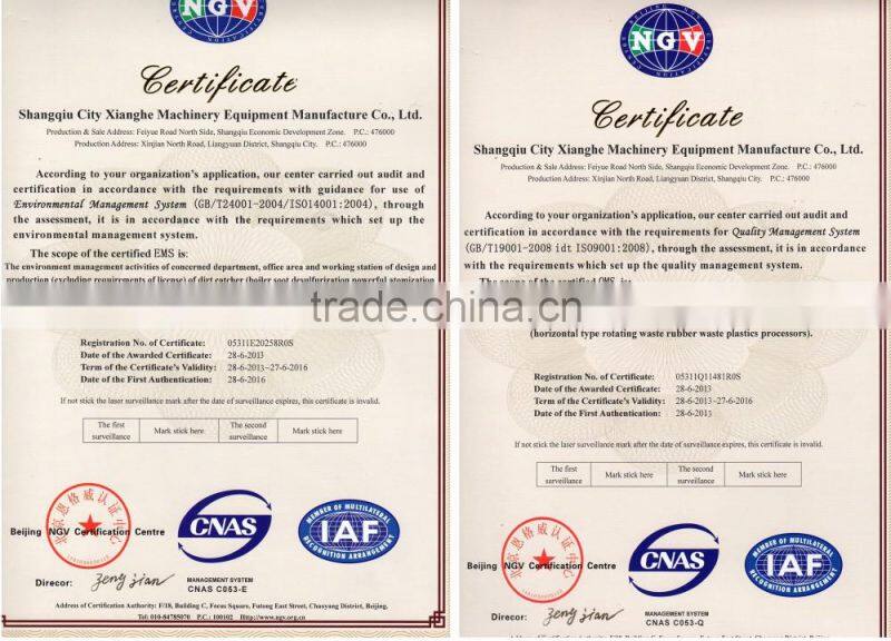 Continuous tyre to carbon recycling pyrolysis plant