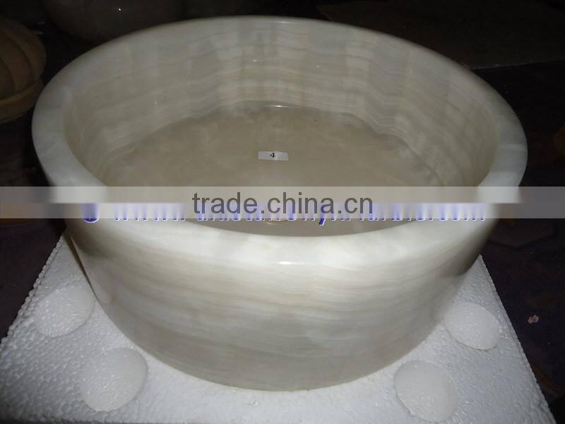PAKISTAN SUPPLIER PURE WHITE ONYX ROUND BOWL SHAPED SINKS AND BASINS