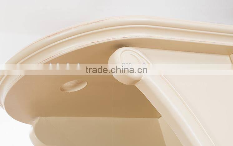 New classic solid wood dining room furniture hand carved ivory white color wine cabinet