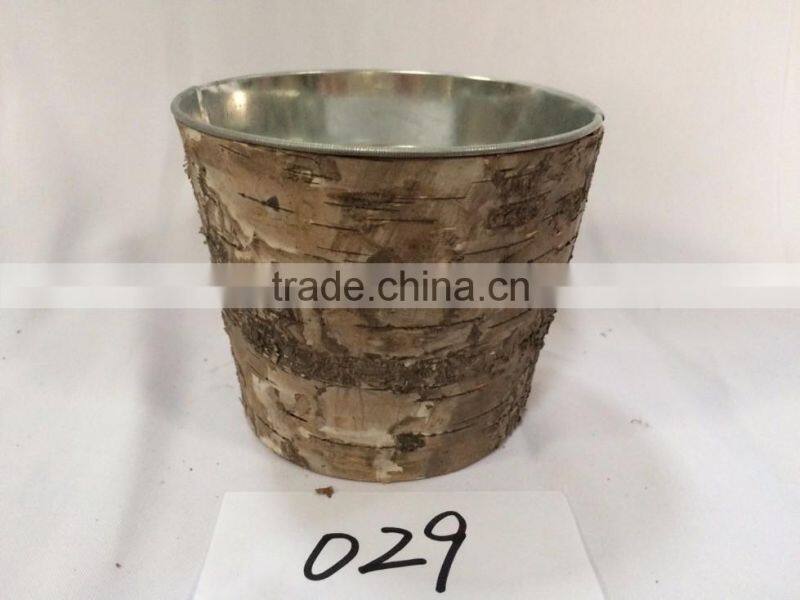 vintage antique aged look multi-functional metal flower pots planter with tree bark