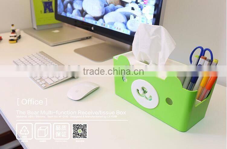 CY059 Multi-functional 4 colors Tissue Box Cute Bear Paper Holder With Storage Grid