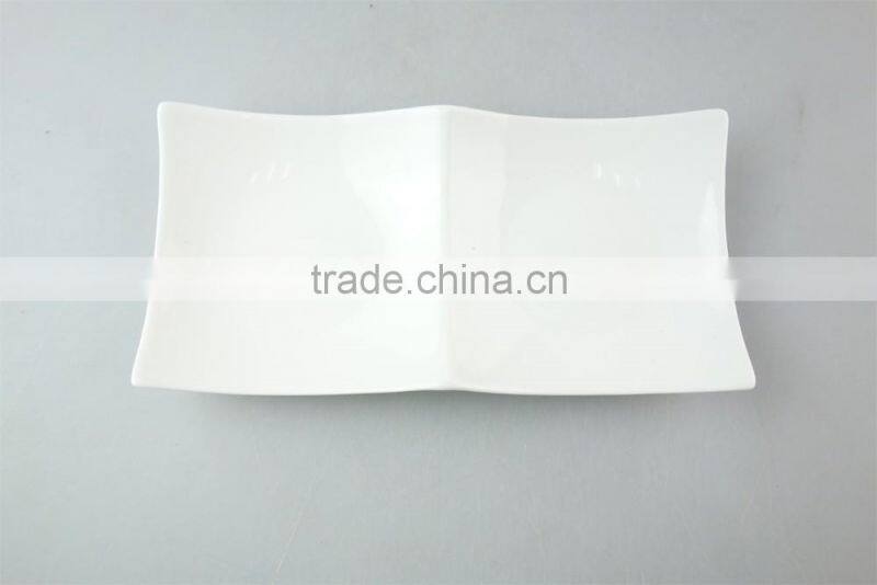 unique white porcelain plate, two part porcelain dish with cheap price