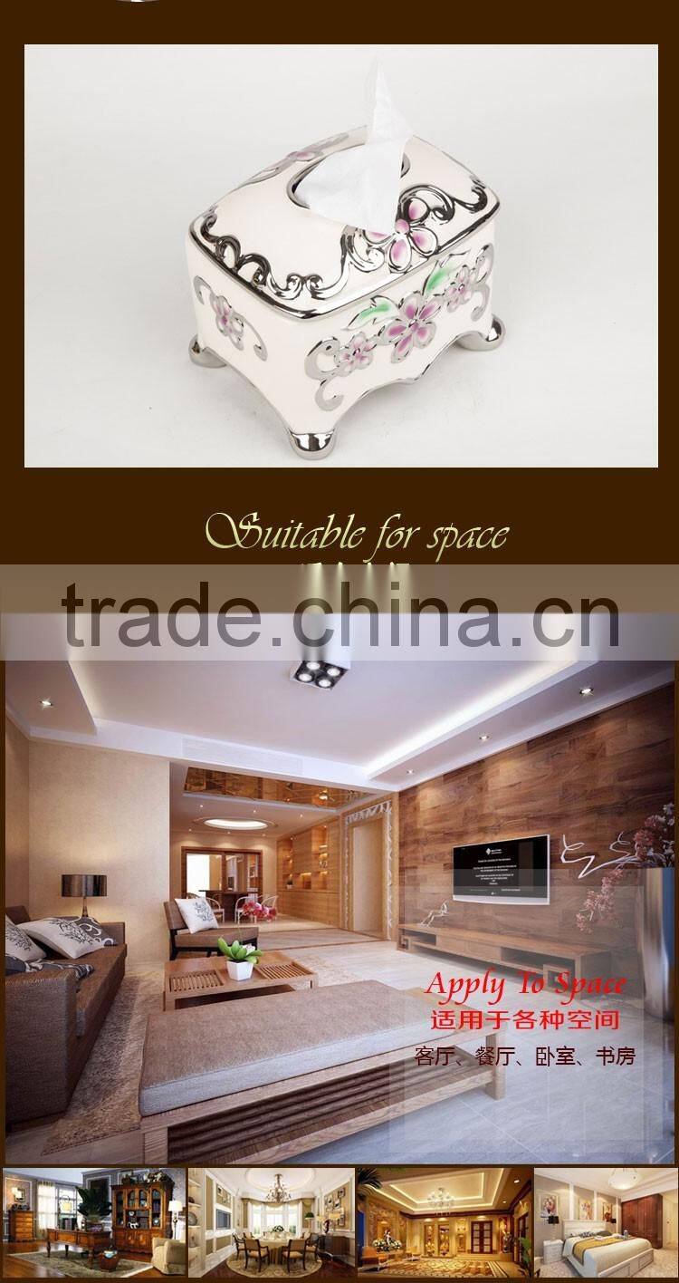 stock ceramic tissue paper box with gold painted tissue box design