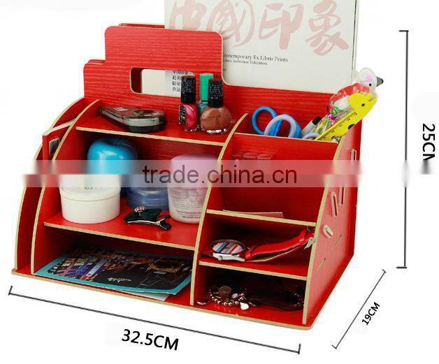 Wood Multi-Function Desk Stationery Organizer