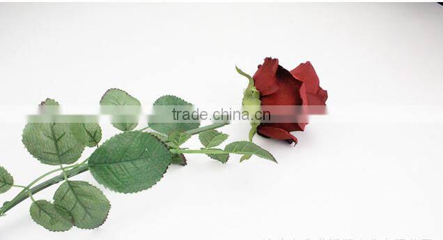 SJ442BZY red artificial single rose flower,fake fabric flowers for sale
