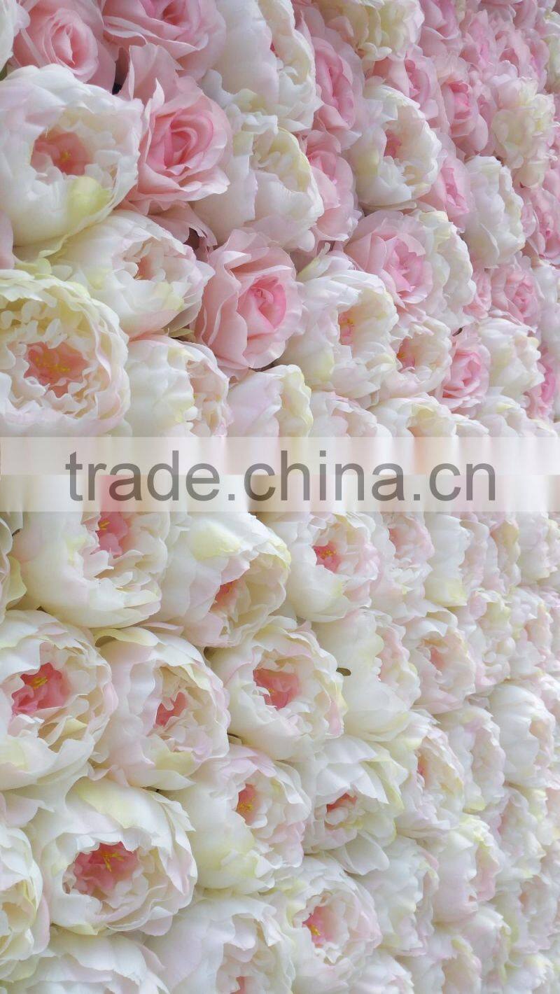 artificial silk ombre flower wall with wood panel for wedding decoration