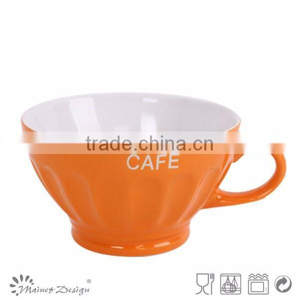 Fast shipment low MOQ 2015 ceramic breakfast soup bowl with saucer,ceramic soup mug with saucer, ceramic big cup and saucer