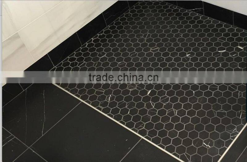 MM-CV234 Beautiful interior decoration natural stone hexagonal black mosaics tile