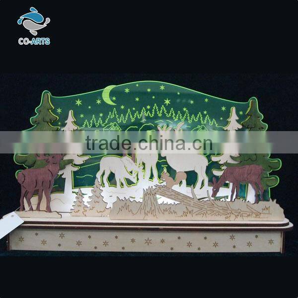 2015 New arrival multi color christmas decoration wooden light