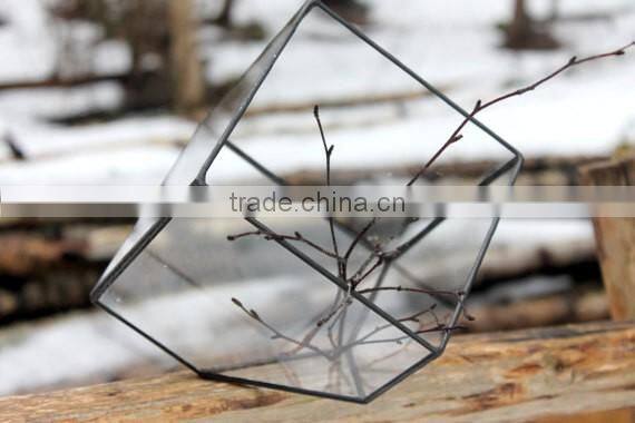 Modern Planter for Indoor Gardening Geometric Handmade Glass Terrarium