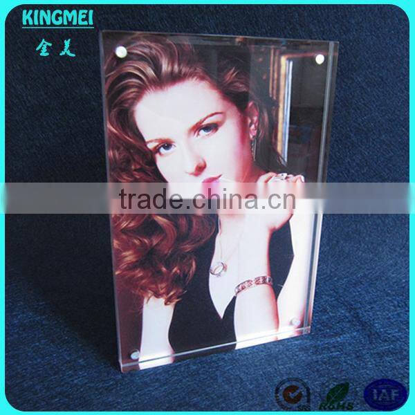 2015 Custom Wholesale Romantic Acrylic Heart Shaped Magnetic Photo Frame