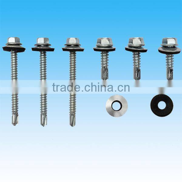 Carbon steel hex head self drilling screws with rubber washer
