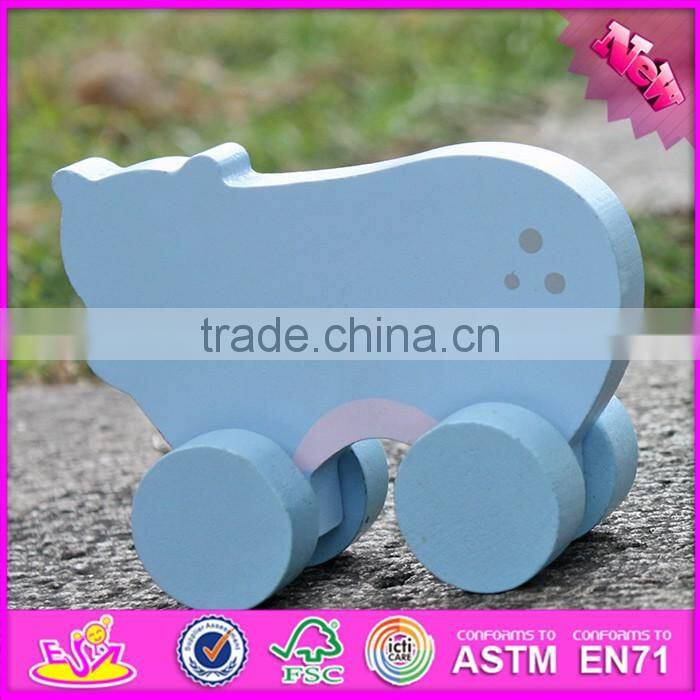 2017 New products kids animal toy wooden toy wheels W04A317