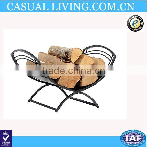 Metal Folding Black Fireplace Log Holder