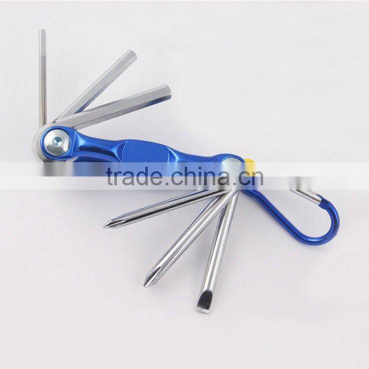 2014 new Stock pocket mini multi aluminium oxide promotion bike keychain tools 603-6