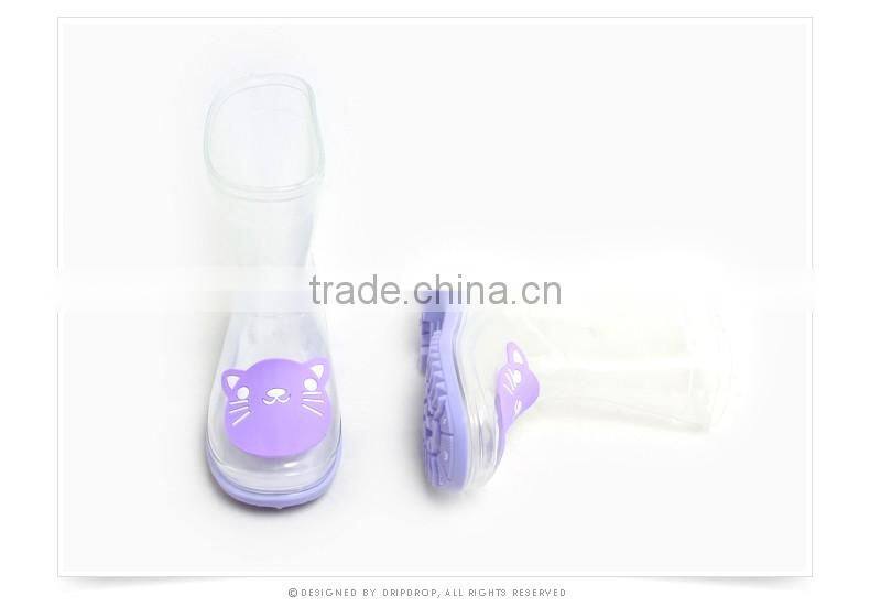 half transparent pvc rain boots for kids