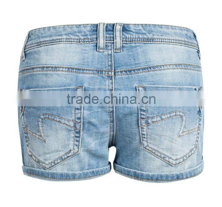 2015 Classic Cotton short wash denim jeans for women