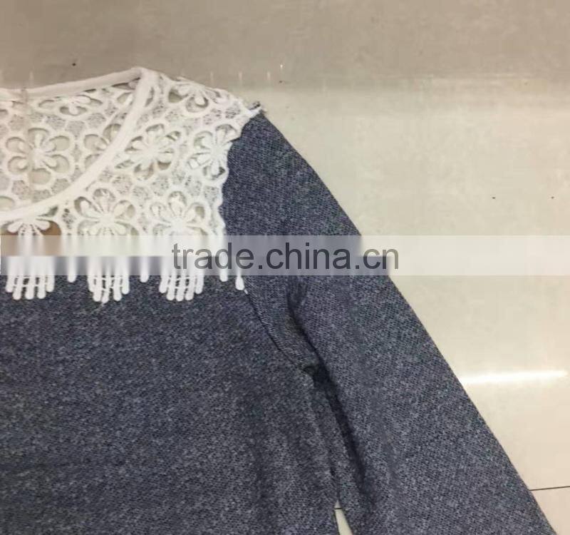 Clearance sale womencotton french terry lace t-shirt