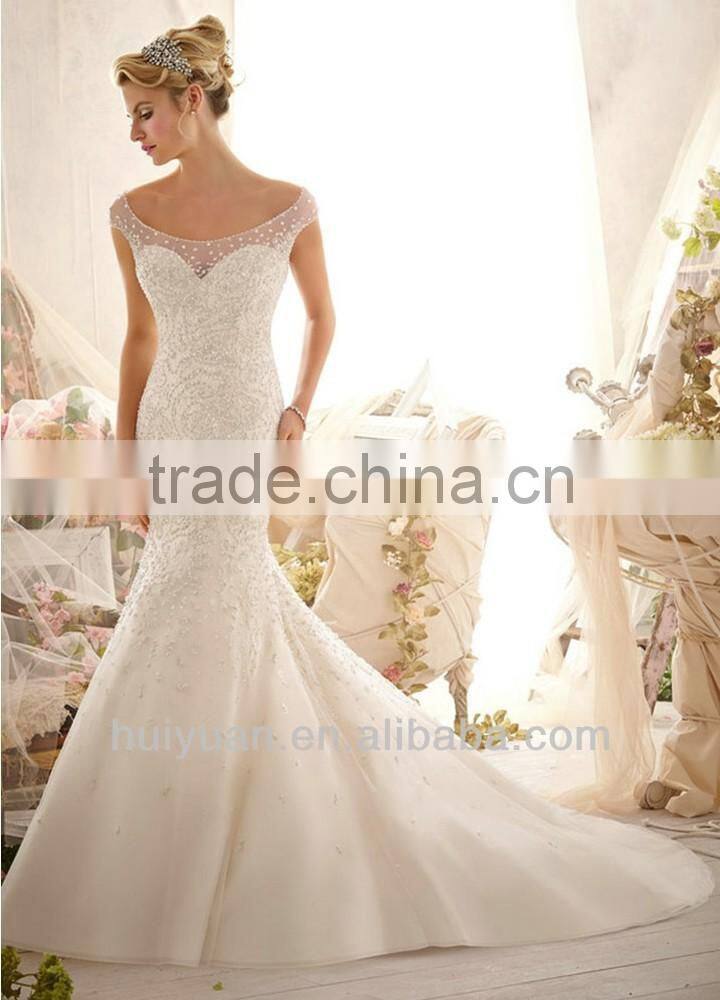 simple boat neck lace long sleeve corset wedding dress