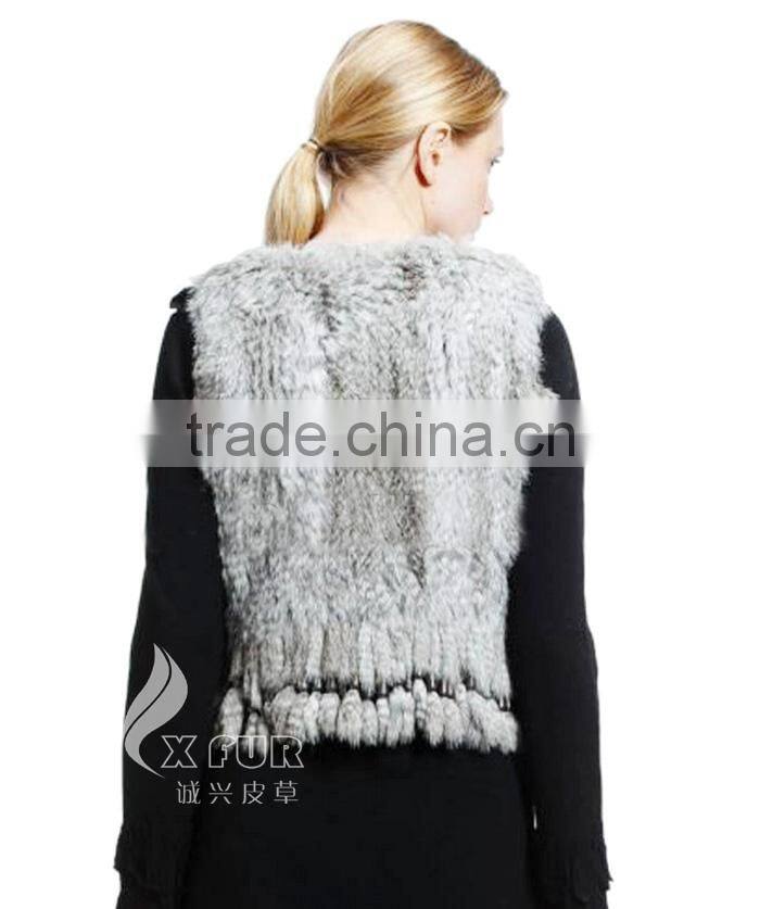CX-G-B-88 Ladies Real Rabbit Fur Fashion Fur Tassel Women Fur Waistcoat
