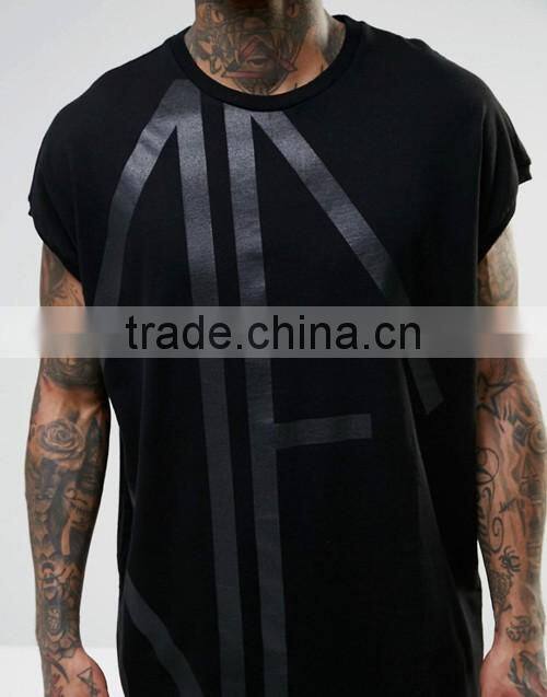 Fashion hip hop style street wear design oversized printing black t-shirt men custom