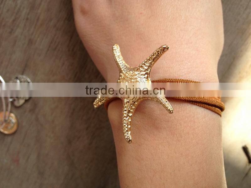 gold ocean theme charm elastic fabric knot bracelet ribbon hair ties ponytail holder Knotted Hair Ties Yoga Hair Ties