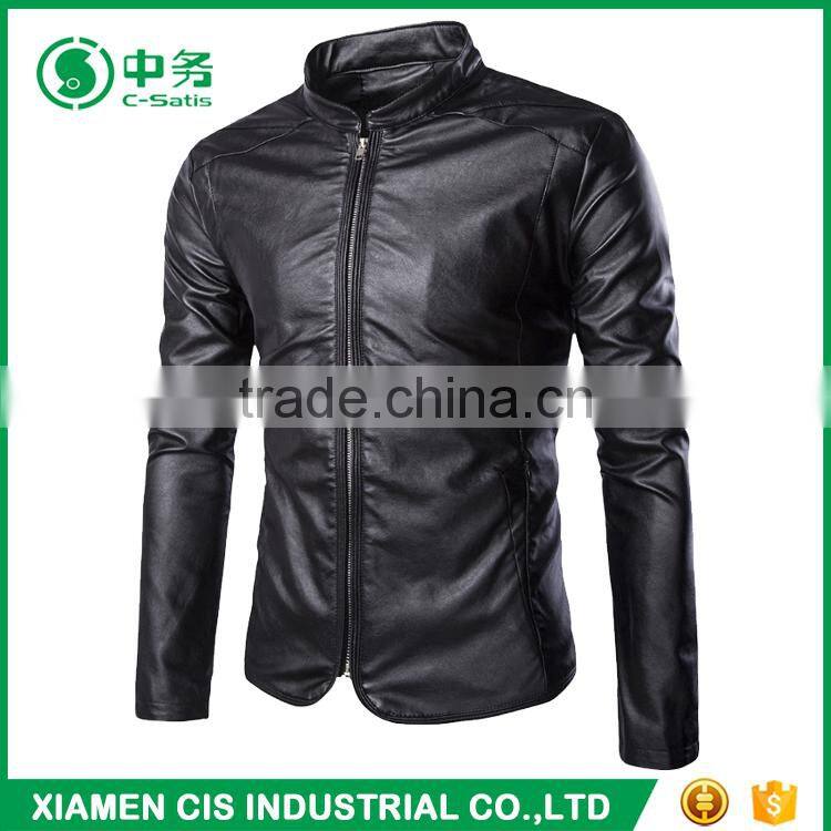 New Look Windproof Slim Fit Pure Color Turkey Mens PU Leather Jacket