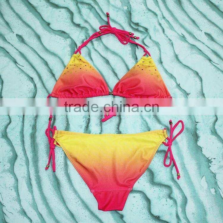 Sun Protect Material Bikinis Trendy fashion Girls Shiny Swimsuits
