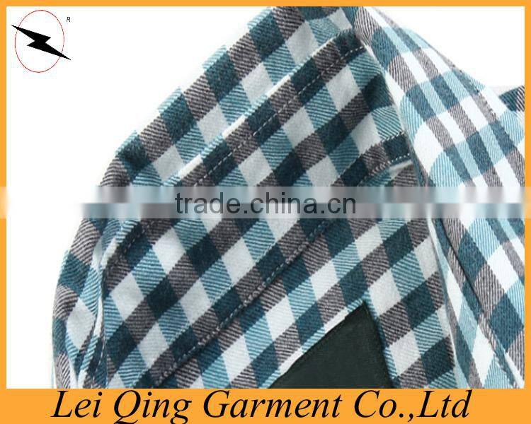 Korean fashion green plaid men style shirts