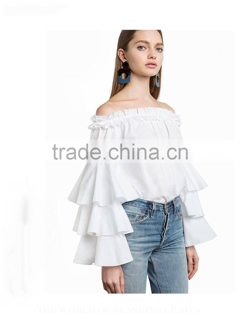 OFF SHOULDER long sleeve spring woman top 2017 latest fashion top design