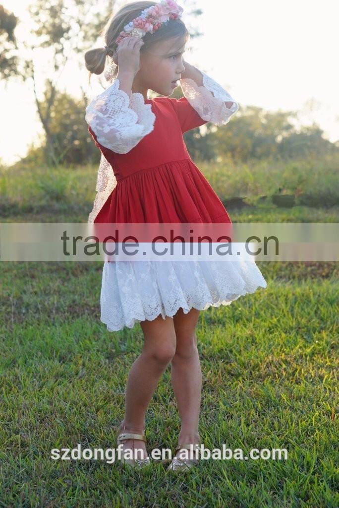 the latest style wholesale girls boutique dresses red lace dress