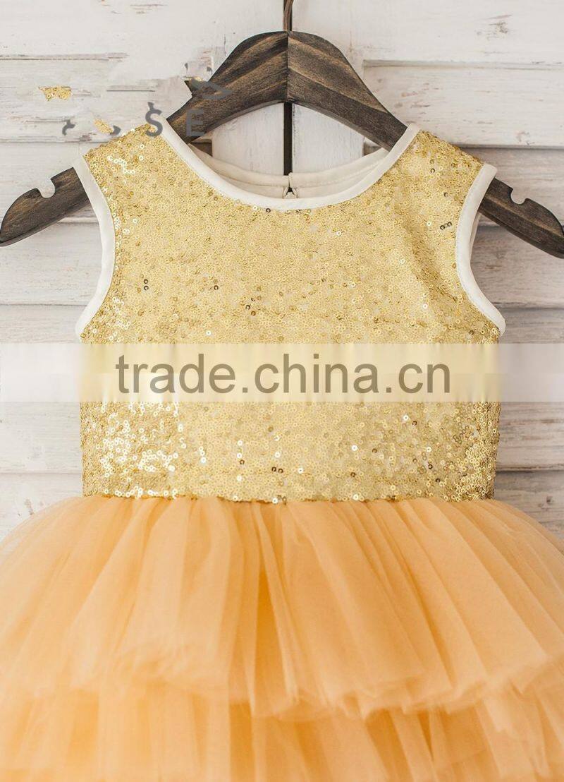 Wholesale Children's Boutique Flower Girls Dresses Sequin Tutu Dress Chindren Wear