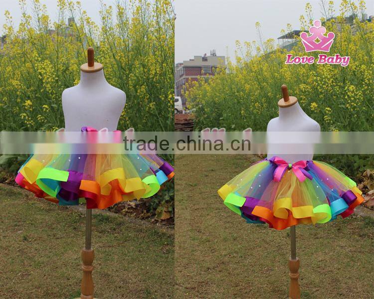 Girls Wholesale Handmade Colorful Rainbow Tutu Skirt