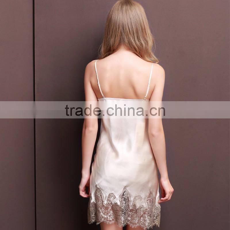 0851 Floral Lace Nightdress spaghetti strap slip sexy girls satin photos nightdress dress satin Nightgown