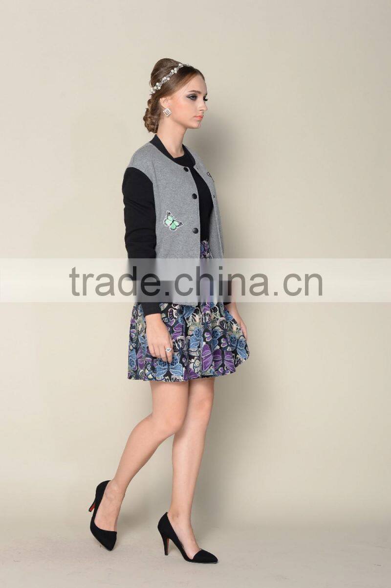 latest 2016 casual elegant grey fall spring jackets for women