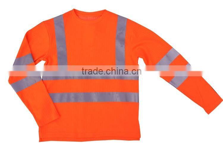 Mens knitted safety t-shirt hi vis shirt long sleeve t shirt