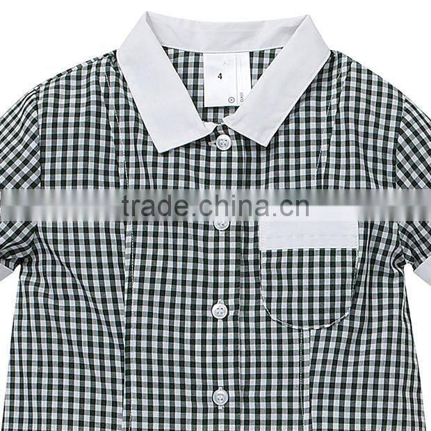 2017 custom made fashion design children Girls school uniforms dress with pictures