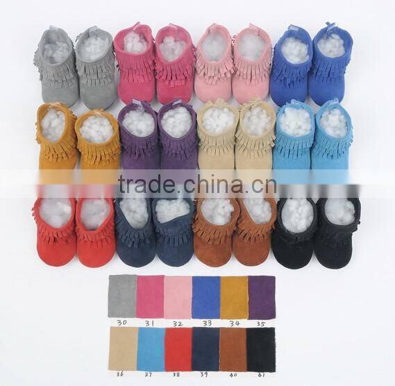 Fringed genuine leather suede baby boots