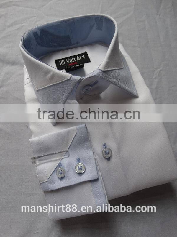 boy's special contrast collar and cuff casual shirt
