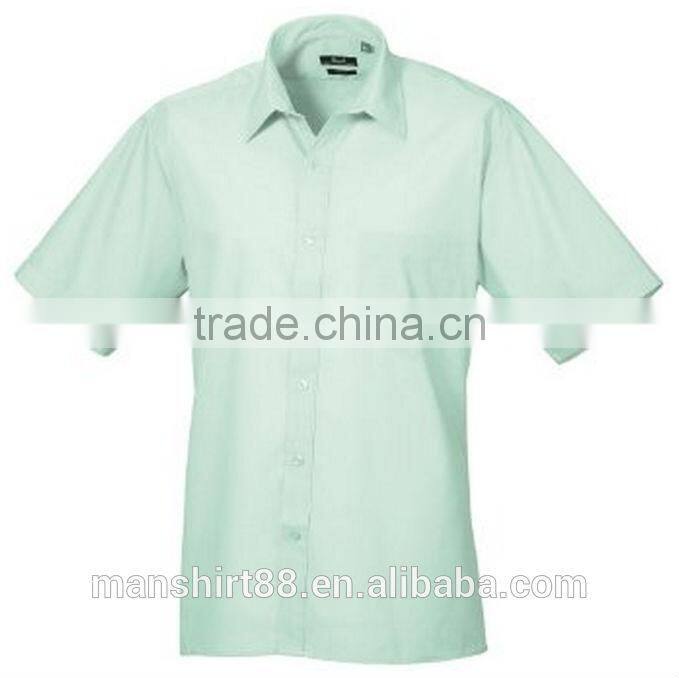 Mens Short Sleeve Formal Poplin Plain Work Shirt