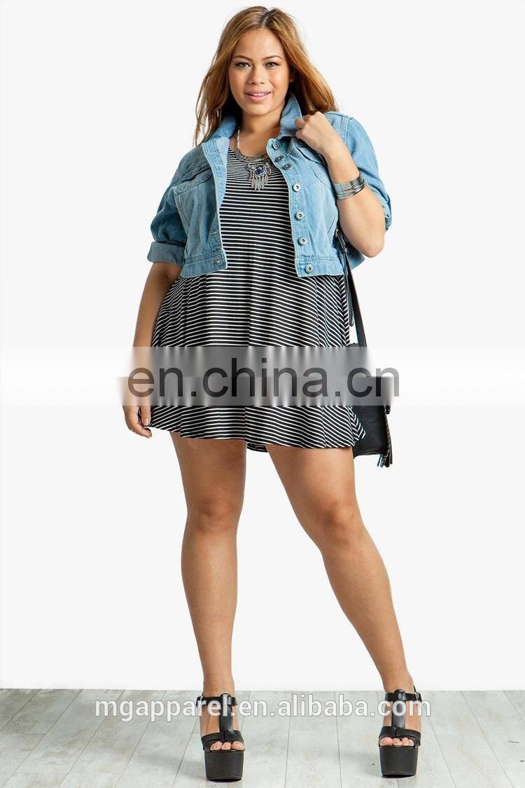 China OEM plus size clothes crop length denim jacket woman
