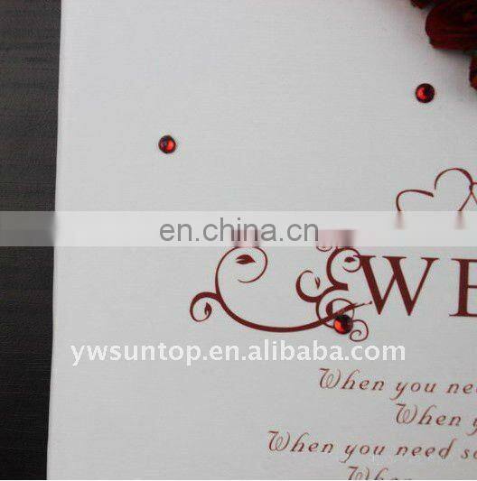 2015 cheap Novel heart design with rose decoration wedding guest book