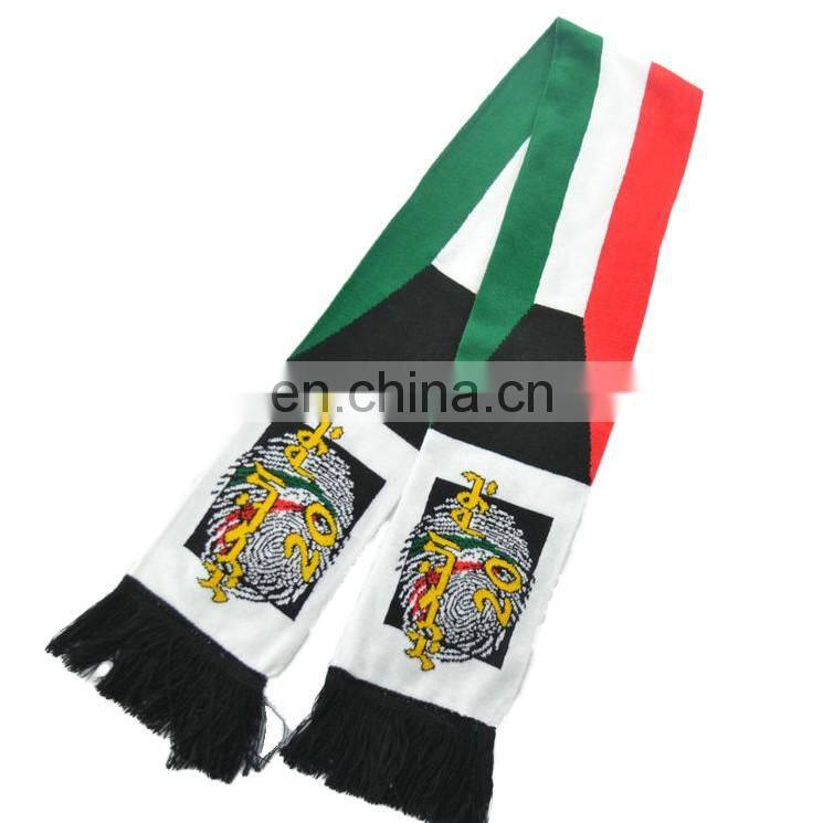 SC-0034 Acrylic soccer scarf custom printed Satin Palestine football fan scarf