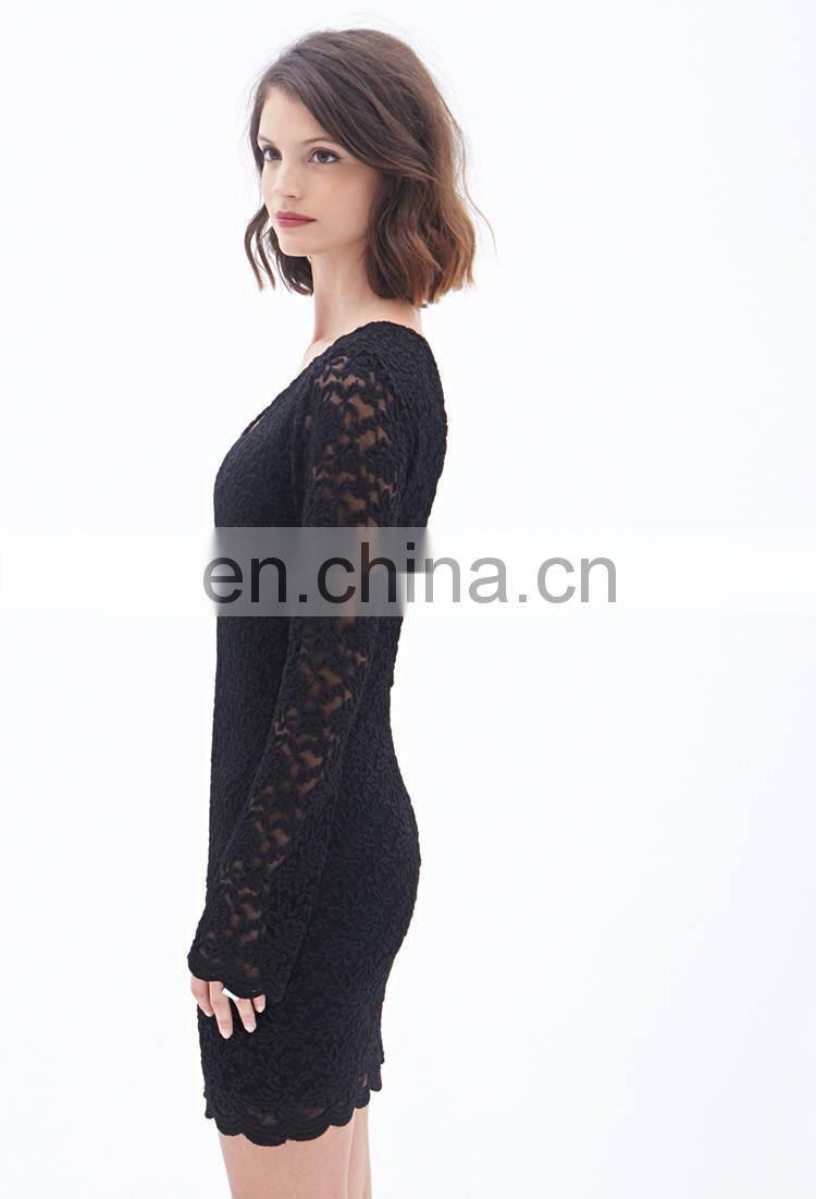 2014 winter women dress Crisscross Cutout Back Floral Lace Sheath Dresses