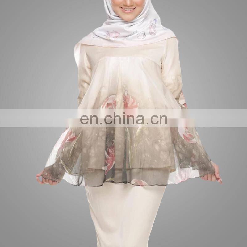 Fashion muslim baju kurung islamic women clothing in malaysia printing baju melayu