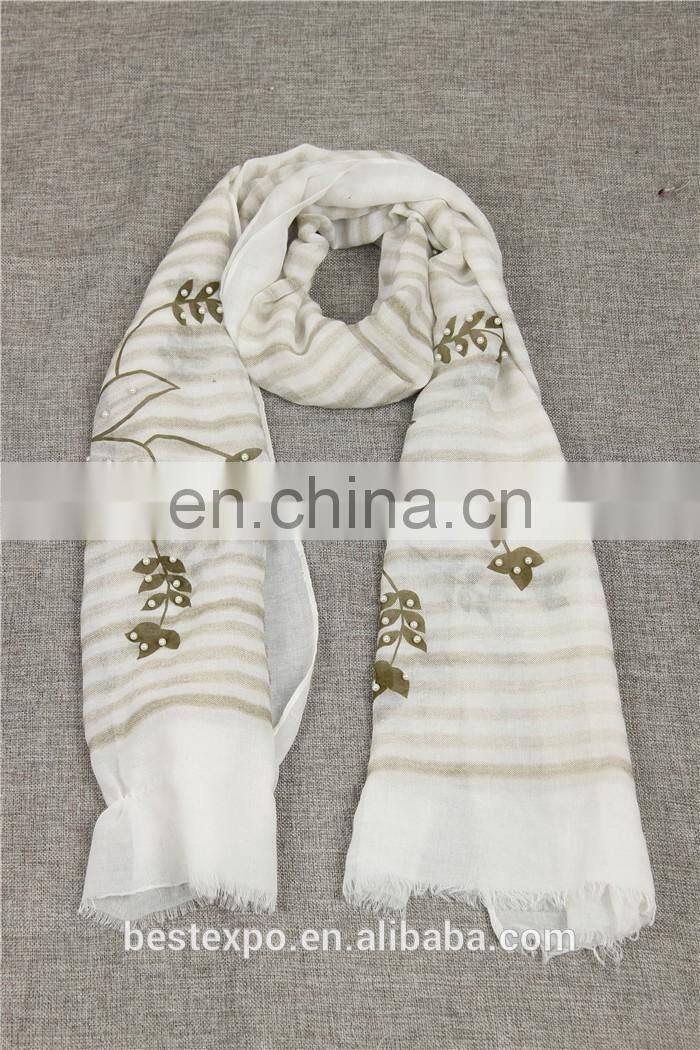 wholesale new design women customized shawl viscose pearl scarf