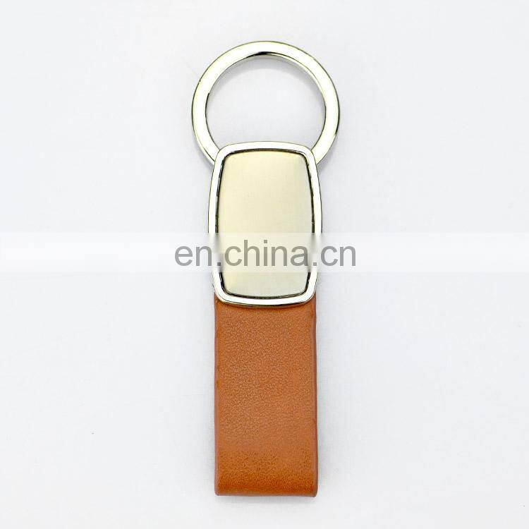 fashionable patterns custom logo leather with metal key chain