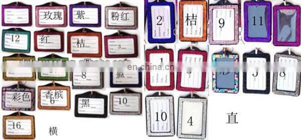 Leather vertical rhinestone diamante badge holder